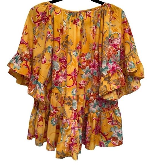 Chelsea & Theodore yellow floral boho blouse - Picture 2 of 7